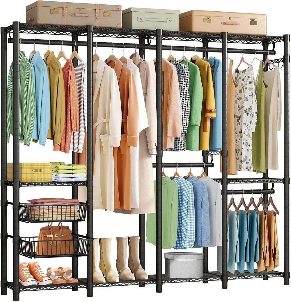 Heavy Duty Clothes Rail with 2 Slid Baskets