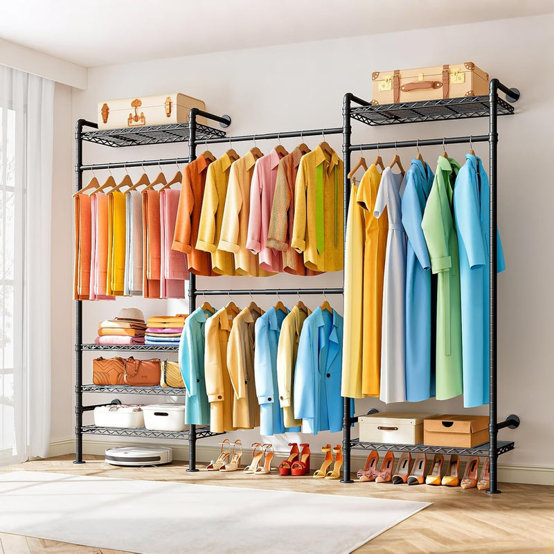 Wall Mounted Heavy Duty Clothes Rail with 6