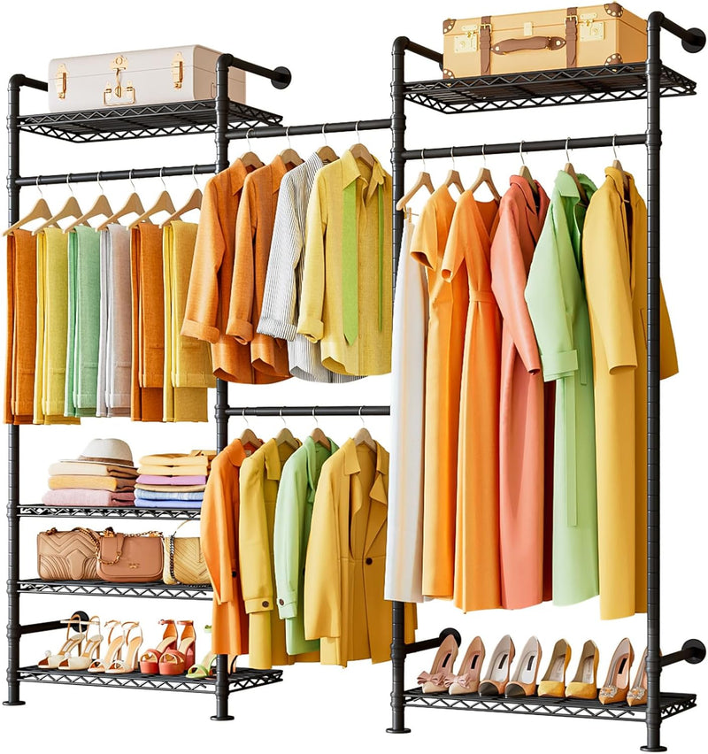 Wall Mounted Heavy Duty Clothes Rail with 6