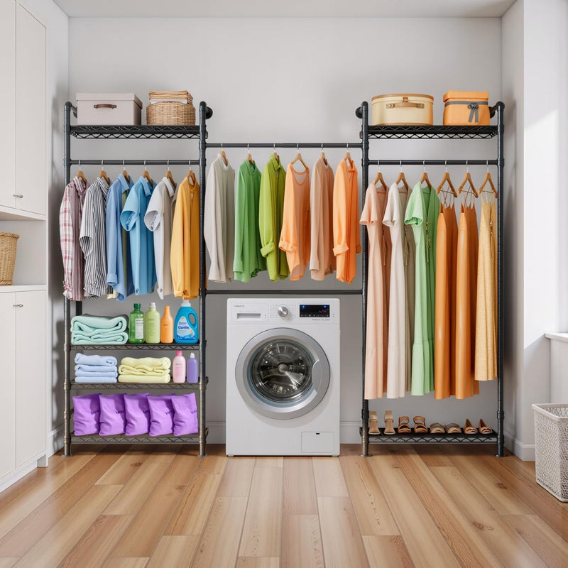 Wall Mounted Heavy Duty Clothes Rail with 6