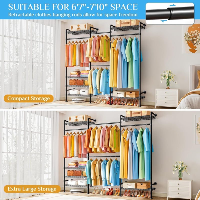 Wall Mounted Heavy Duty Clothes Rail with 6