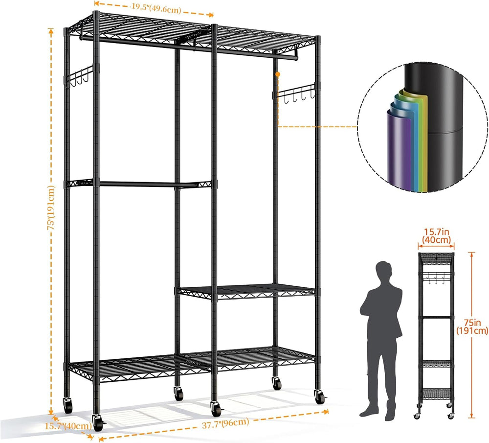 Heavy Duty Clothes Rail with Adjustable Shelves