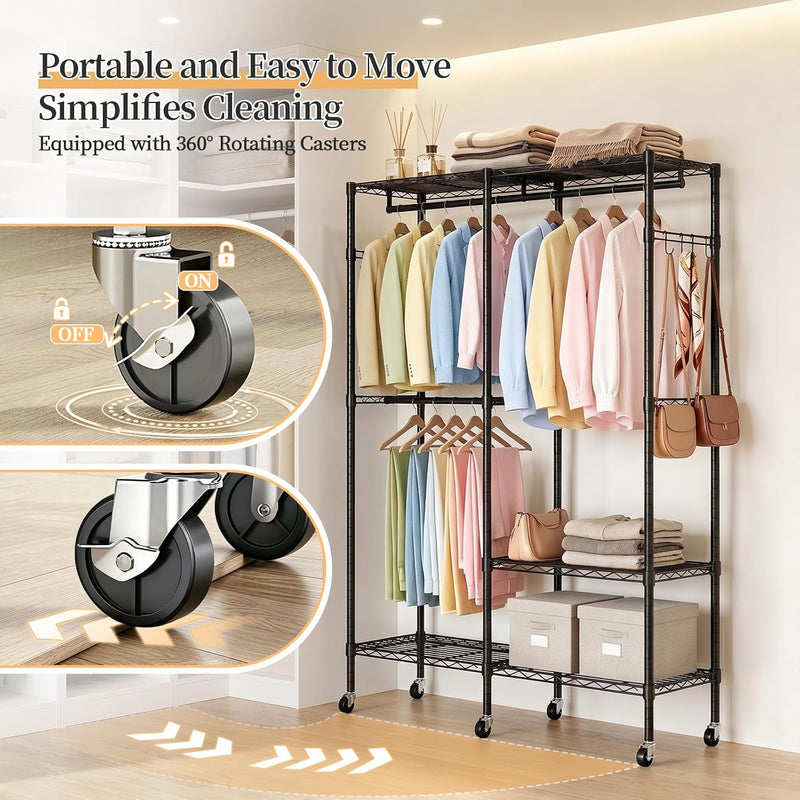 Heavy Duty Clothes Rail with Adjustable Shelves