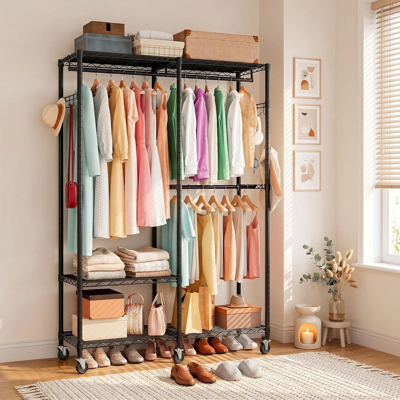 Heavy Duty Clothes Rail with Adjustable Shelves