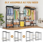 Heavy Duty Clothes Rail with Adjustable Shelves Freestanding