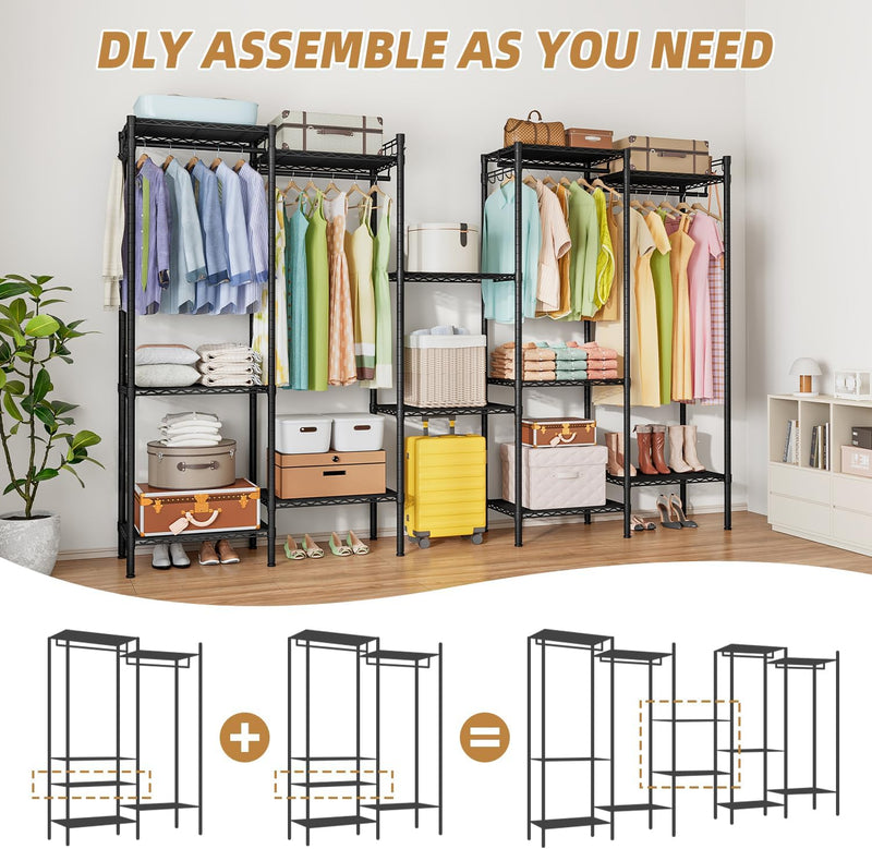 Heavy Duty Clothes Rail with Adjustable Shelves Carbon