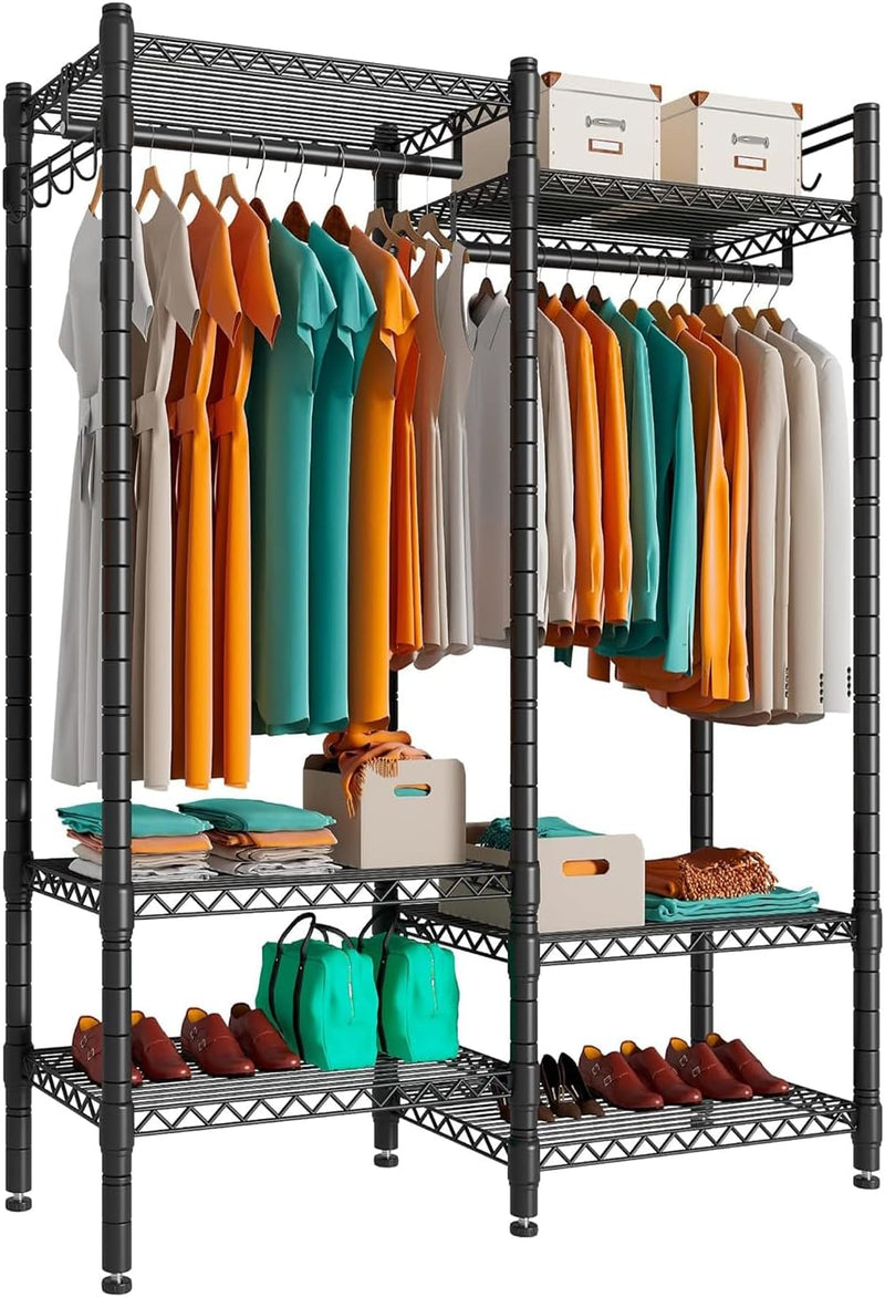 Heavy Duty Clothes Rail with Adjustable Shelves Carbon