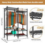 Heavy Duty Clothes Rail with Adjustable Shelves Freestanding