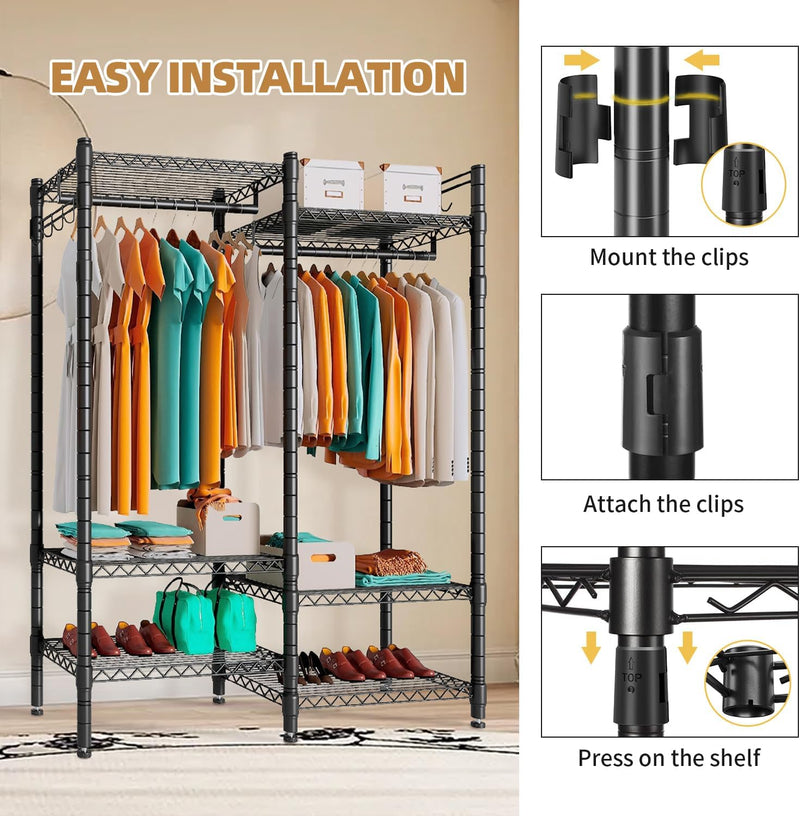 Heavy Duty Clothes Rail with Adjustable Shelves Carbon