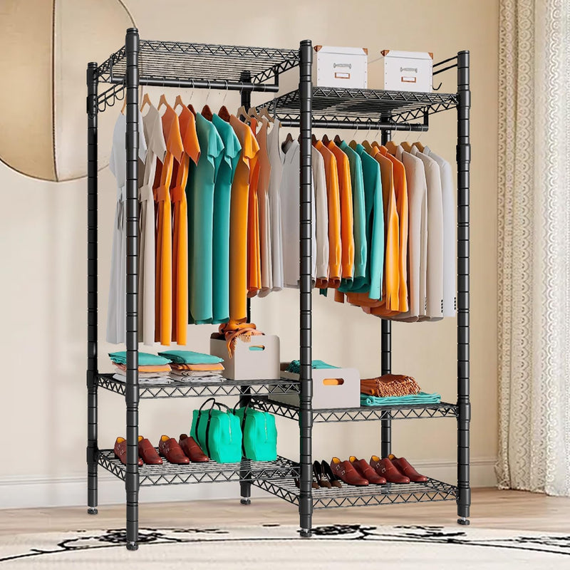 Heavy Duty Clothes Rail with Adjustable Shelves Carbon