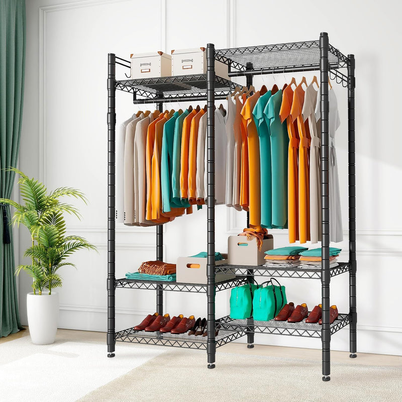 Heavy Duty Clothes Rail with Adjustable Shelves Carbon