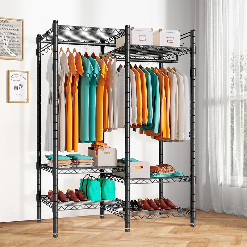 Heavy Duty Clothes Rail with Adjustable Shelves Carbon