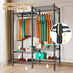 Heavy Duty Clothes Rail with Adjustable Shelves Freestanding