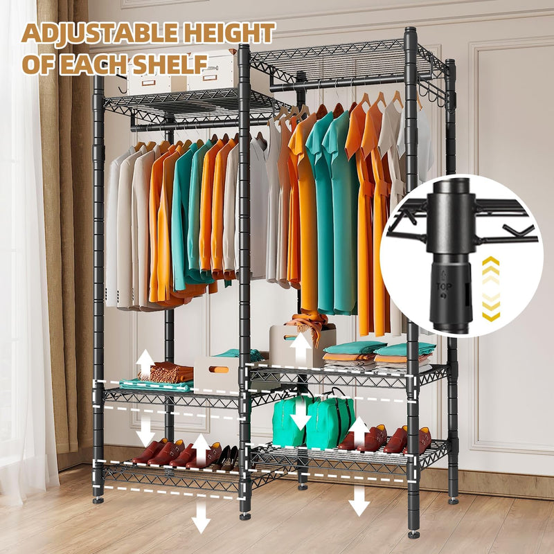 Heavy Duty Clothes Rail with Adjustable Shelves Carbon