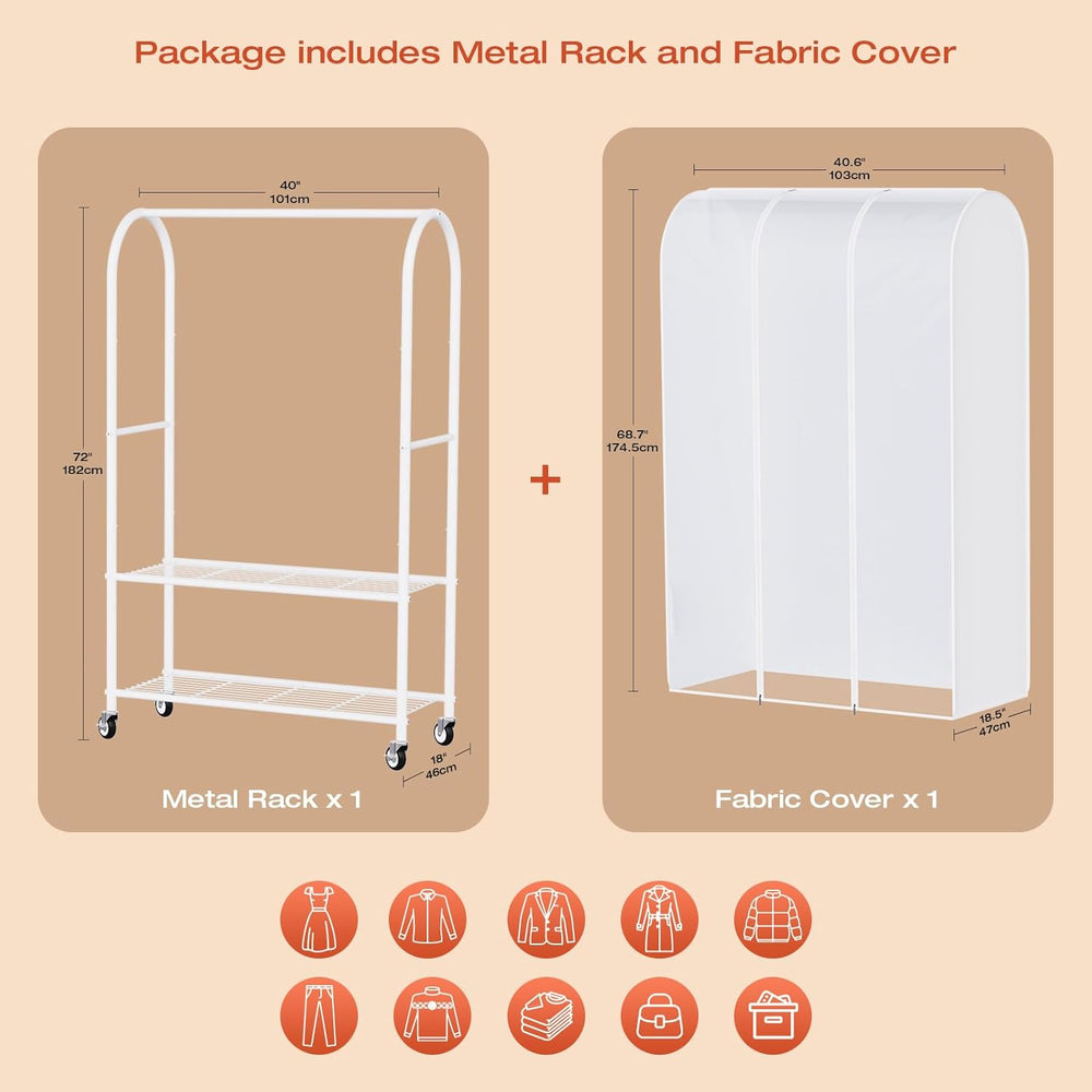 Heavy Duty Clothes Rail with Dust Cover 6FT
