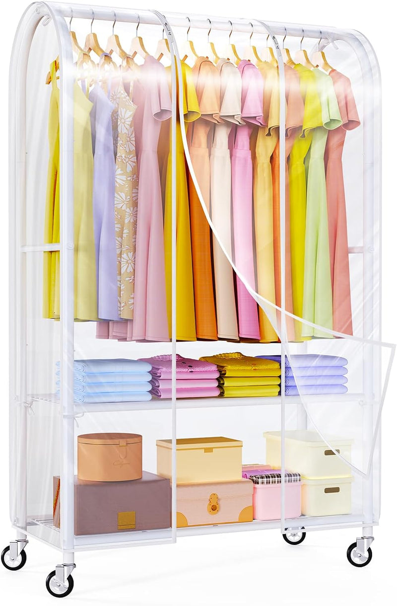 Heavy Duty Clothes Rail with Dust Cover 2-In-1metal