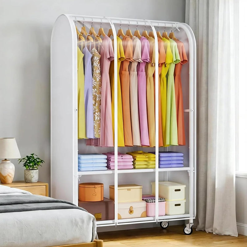 Heavy Duty Clothes Rail with Dust Cover 2-In-1metal