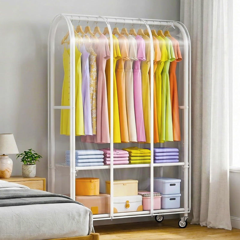 Heavy Duty Clothes Rail with Dust Cover 2-In-1metal