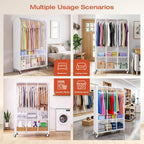 Heavy Duty Clothes Rail with Dust Cover 2-In-1metal