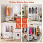 Heavy Duty Clothes Rail with Dust Cover 2-In-1metal