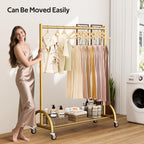 Heavy Duty Clothes Rail with Wheels and Shelf