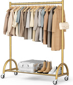 Heavy Duty Clothes Rail with Wheels and Shelf