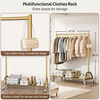 Heavy Duty Clothes Rail with Wheels and Shelf