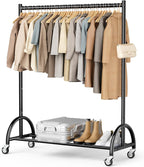 Heavy Duty Clothes Rail with Wheels and Shelf