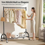 Heavy Duty Clothes Rail with Wheels and Shelf