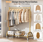 Heavy Duty Clothes Rail with Wheels and Shelf
