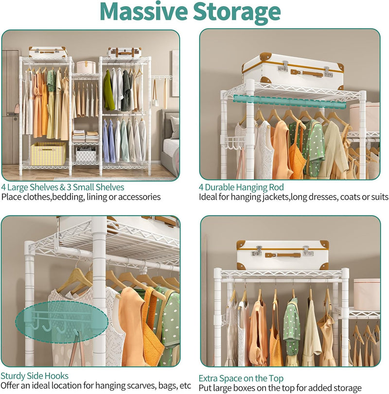 Heavy Duty Clothes Rails Portable Clothing Rack Freestanding
