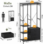 Heavy Duty Clothing Rail Wardrobe with 3 Drawers