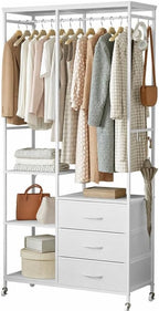 Heavy Duty Clothing Rail Wardrobe with 3 Drawers