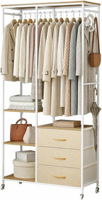 Heavy Duty Clothing Rail Wardrobe with 3 Drawers