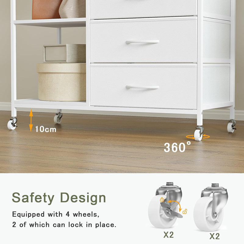 Heavy Duty Clothing Rail Wardrobe with 3 Drawers