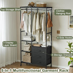 Heavy Duty Clothing Rail Wardrobe with 3 Drawers