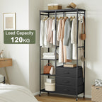 Heavy Duty Clothing Rail Wardrobe with 3 Drawers