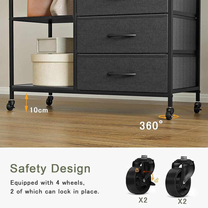Heavy Duty Clothing Rail Wardrobe with 3 Drawers
