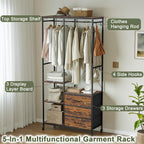 Heavy Duty Clothing Rail Wardrobe with 3 Drawers
