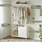 Heavy Duty Clothing Rail Wardrobe with 3 Drawers