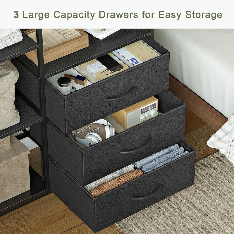 Heavy Duty Clothing Rail Wardrobe with 3 Drawers