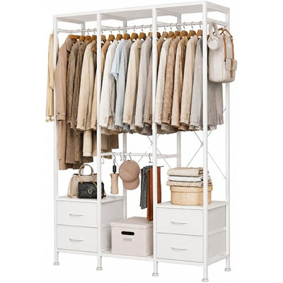 Heavy Duty Clothing Rail Wardrobe with 4 Drawers