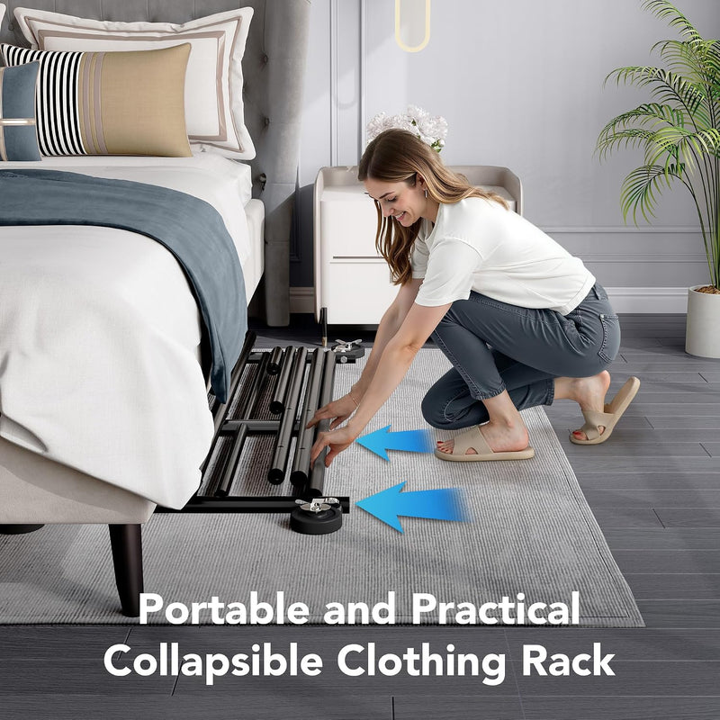 Heavy Duty Double Clothes Rail with Wheels 209KG