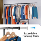 Heavy Duty Double Clothes Rail with Wheels 209KG