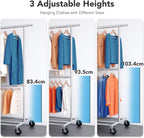 Heavy Duty Double Clothes Rail with Wheels 209KG