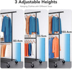 Heavy Duty Double Clothes Rail with Wheels 209KG