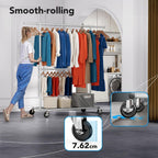 Heavy Duty Double Clothes Rail with Wheels 209KG