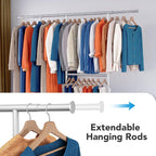 Heavy Duty Double Clothes Rail with Wheels 209KG