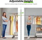 Heavy Duty Double Rail Clothes Rack on Wheels
