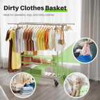 Heavy Duty Double Rail Clothes Rack on Wheels